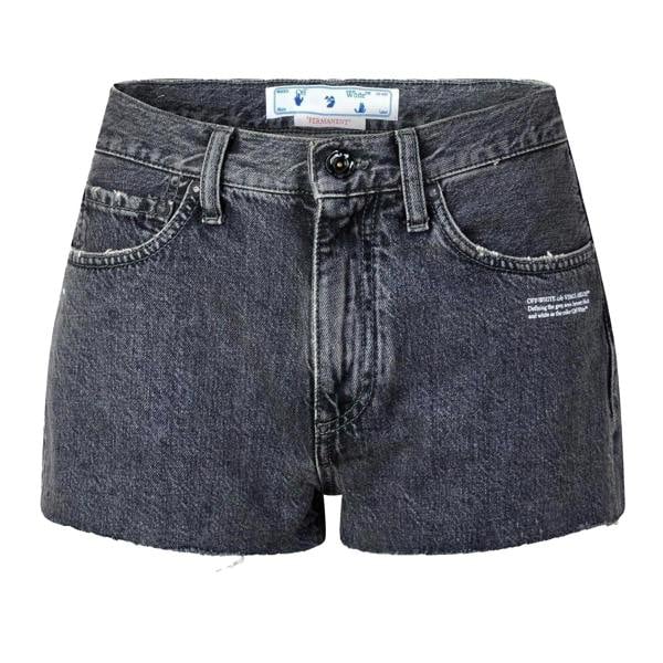 Off White Womens/Ladies Denim Distressed Shorts - Dark Grey/White - 