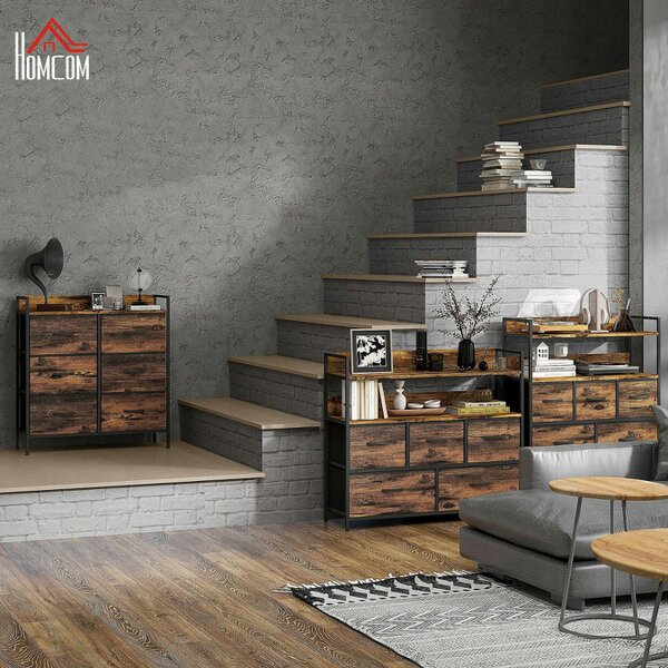Wyld Haus Luve Fabric And Wood Rustic Brown 6 Drawer Rustic Storage Chest