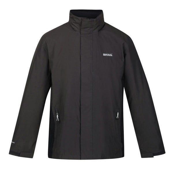 Regatta Men's Outdoor Classic Matt Hooded Waterproof Jacket - Ash/Black