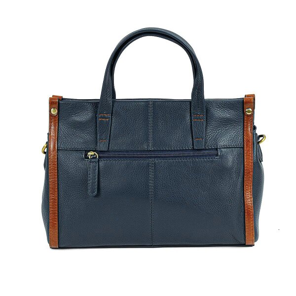 Museum Selection Navy & Tan Moderne Leather Bag