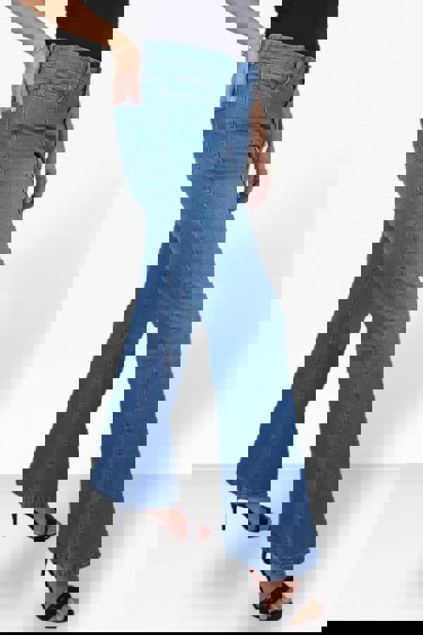 Paulo Due Womens High Rise Flared Denim Jeans with Front Pintuck Detail