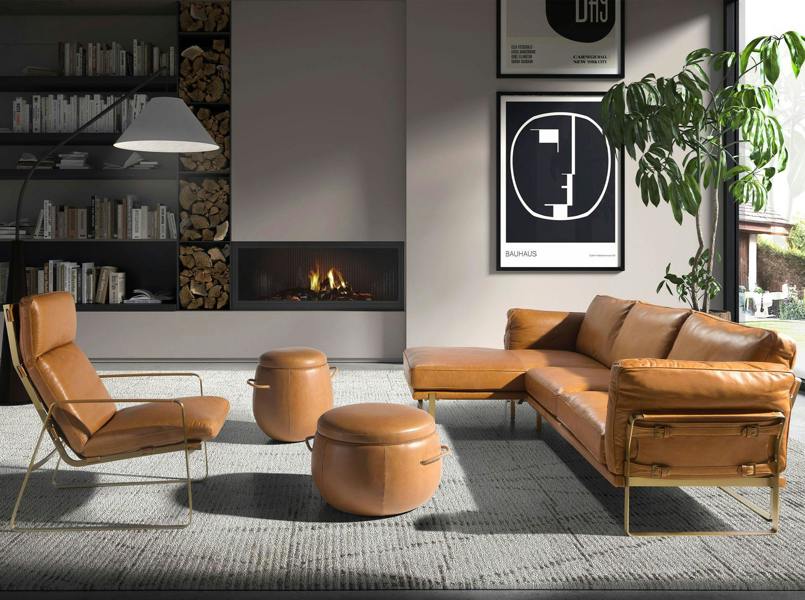 Angel Cerdá Corner sofa in camel leather 6231/6232