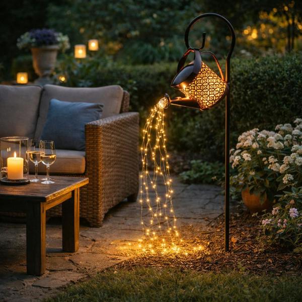 Gardenwize Solar Stake Light – Watering Can Cascade LED Garden Light