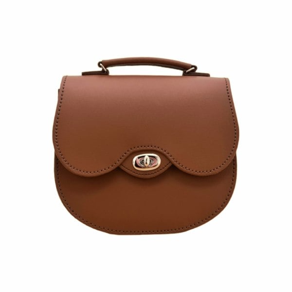 Zatchels Handmade Leather Twist Lock Saddle Bag - Chestnut