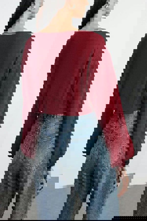 WOVCOR Super Crop Knit Cardigan with Bow Detail