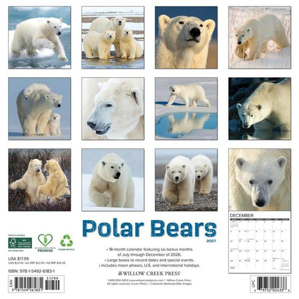 Polar Bears Calendar 2027, Wall Calendars, Month To View, Animals, Gift