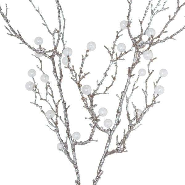 Hill Interiors Festive Faux Pearl Artificial Plant - Silver/White - 