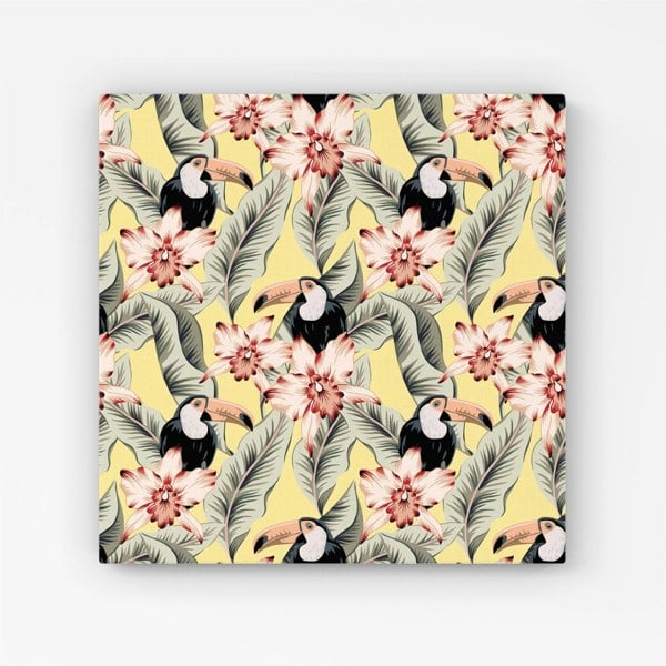 Warren Reed Toucans, Orchids And Palm Leaves Canvas