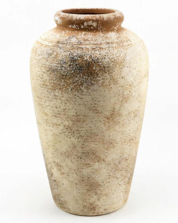 Textured ceramic vase on a white background