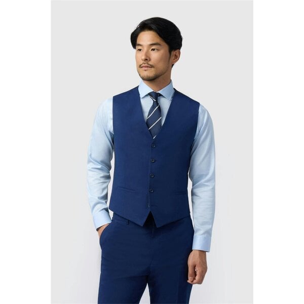 Limehaus Regular Fit Blue Waistcoat
