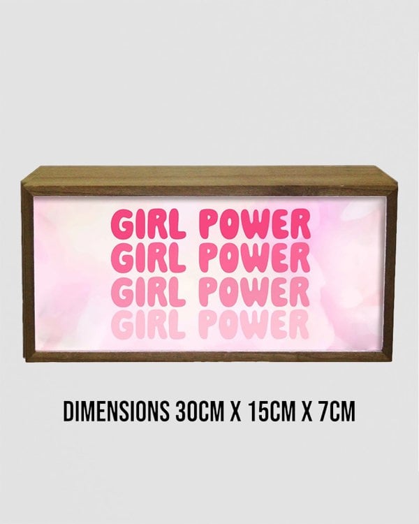 Girl Power Light Box - Pink LED Sign for Bedroom or Playroom