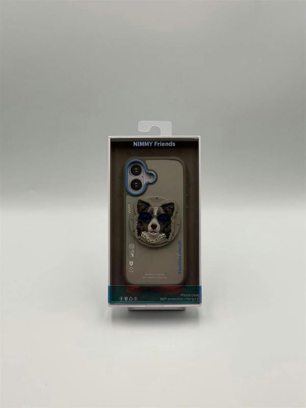 Nimmy Friends Nimmy Glasses Cool Dog Face Case with Detachable MagSafe Grip Stand for iPhone 17 6.3" Grey Blue - N-YJKM-CXZJ-IP17-028