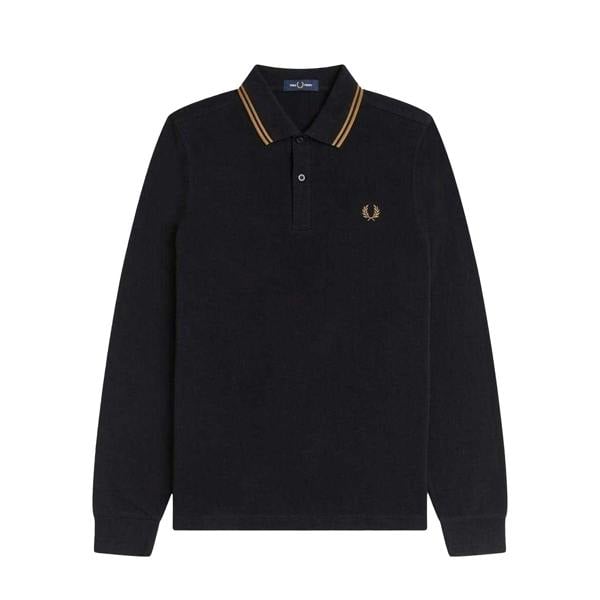 Fred Perry Mens Long-Sleeved Polo Shirt - Black - 