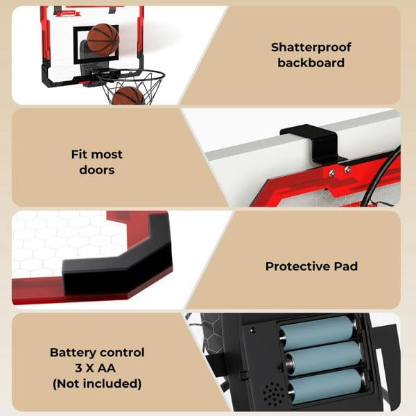 Dekko Mini Basketball Hoop Over the Door for Kids Gift Indoor Sport Backboard