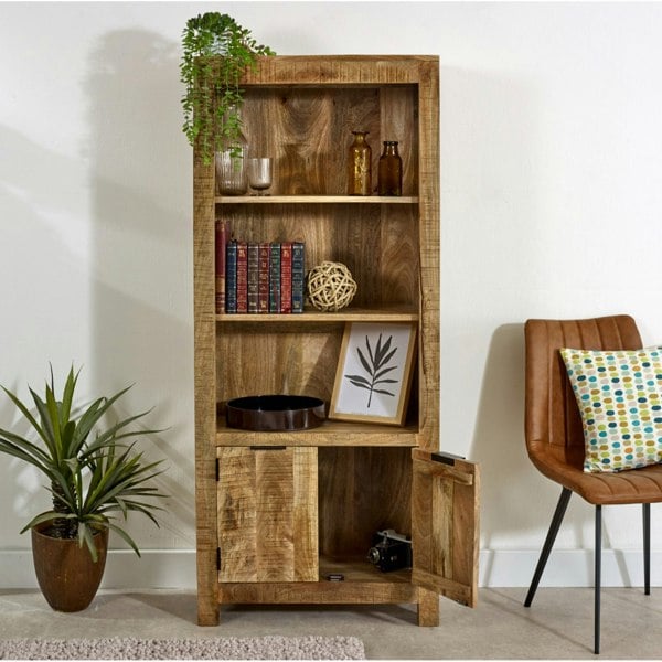 IH Design Valor Mango Wooden Bookcase With 2 Doors