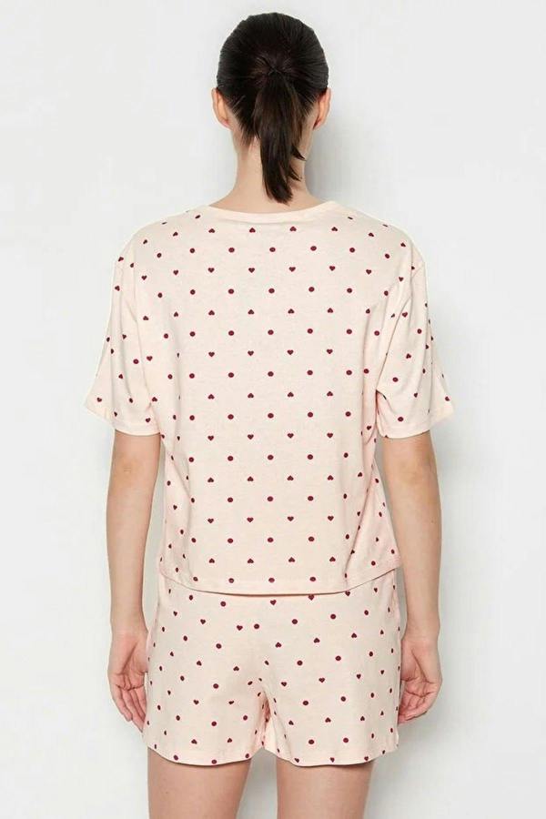 WOVCOR Polka Dot and Heart Print Short Pyjama Set