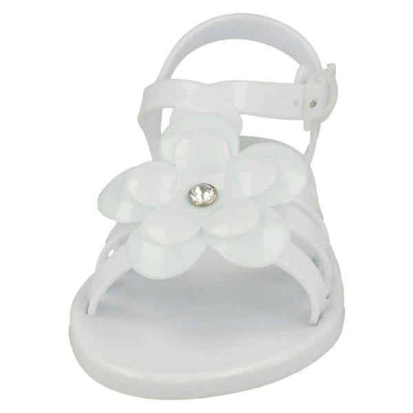 Spot On Girls Spot On Flat Strappy T Bar Flower Trim Sandal