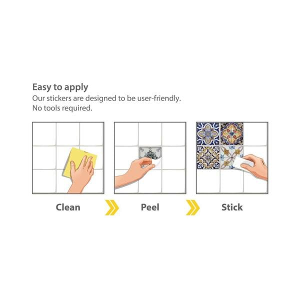 WT1583 - Corfu Colourful Mediterranean Wall Tile Sticker Set - 15 x 15 cm (6 x 6 in) - 24 pcs