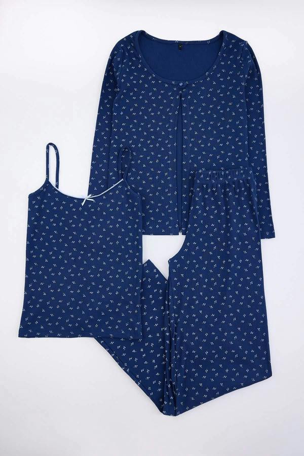 Ribbed Knit 3 Piece Pyjama Set