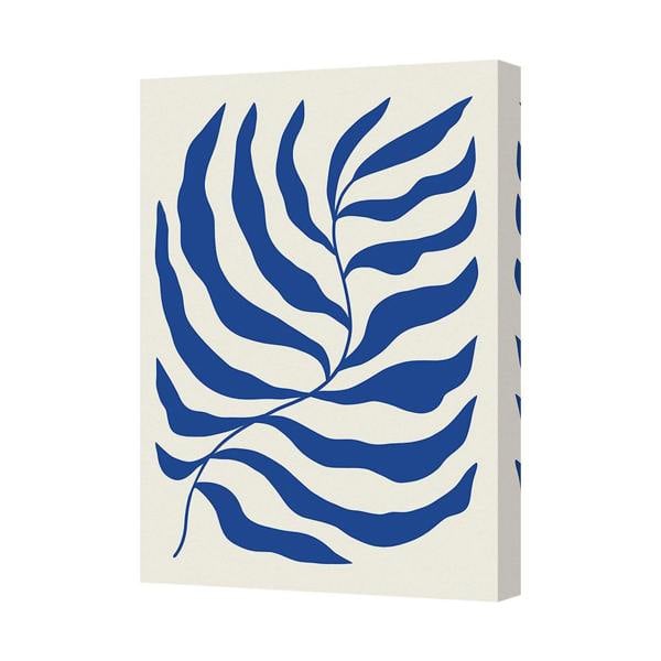 Benjamin Tate Design Blue Leaf Canvas Wall Art Handmade In United Kingdom
