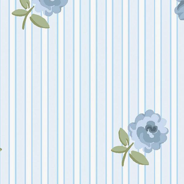 Cath Kidston Rose Spaced Stripe Blue Wallpaper