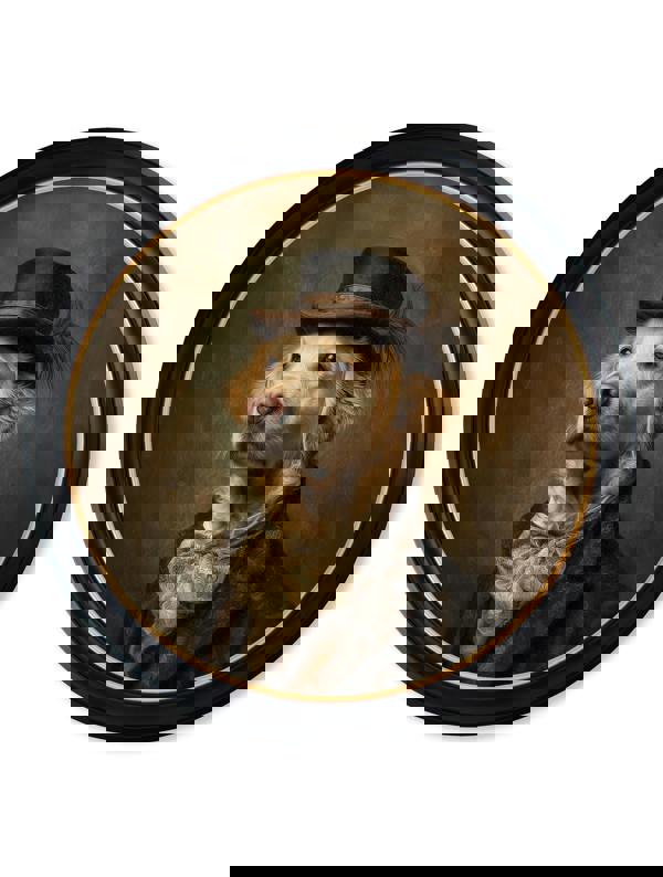 Exceptional Art Lord Goldpaw - Gentleman Golden Labrador Oxford round frame