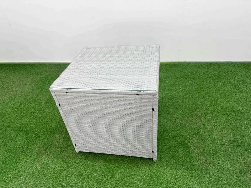 Fimous 9 Seater Outdoor Furniture Set, Wicker Rattan, Coffee Table, High Back Lounge Sofa, 3 Stools and 2 Side Tables, Light Grey