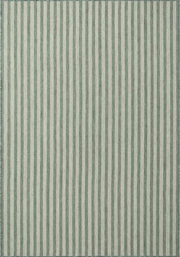 Textured fabric with green and beige vertical stripes
