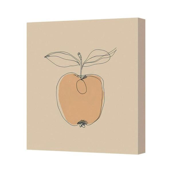 Benjamin Tate Design Minimalist Apple Sketch Canvas Art Print On Neutral Beige Backdrop