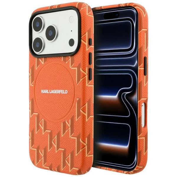 Karl Lagerfeld Monogram Logo Case with MagSafe for iPhone 17 Pro 6.3" Orange - KLHMP17L5PGKLMCO