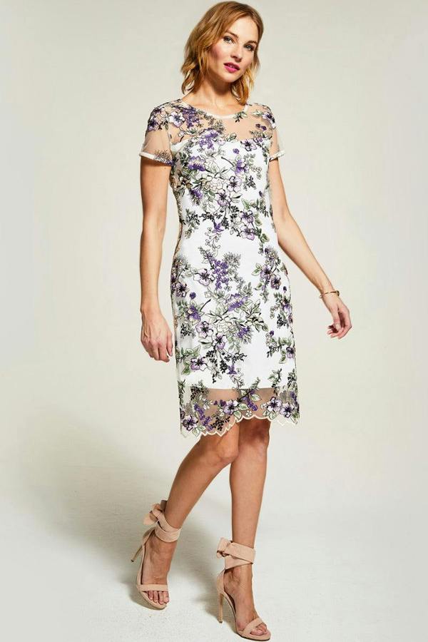 HotSquash Embroidered Cap Sleeve Party Dress