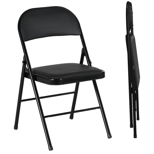 Wyld Haus Dihaka Metal And Fabric Black Cushioned Folding Chairs Set Of 2