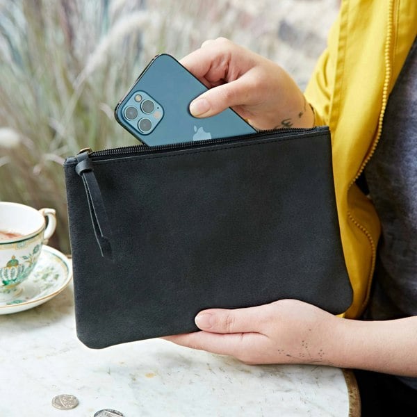 Paper High Buffalo Leather Zipped Pouch