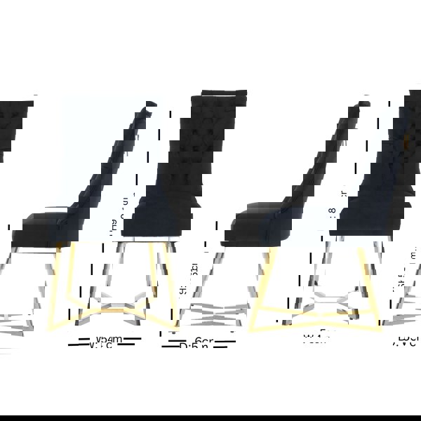 Life Interiors Sinlge Ambra Modern Velvet Dining Chairs with Gold Legs & Ring Handle - Tufted Back, Plush Foam Seat, Luxury Accent Chair