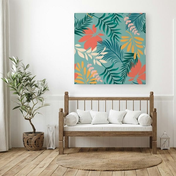 Warren Reed Abstract Bright Colorful Tropical Leaves Canvas