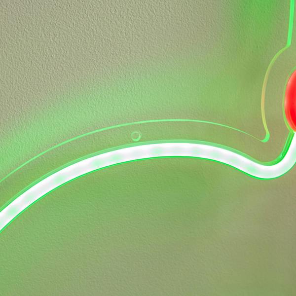 Samuel Alexander 43cm Light up Green & Red Neon Dinosaur Christmas Light with Scarf & Stand