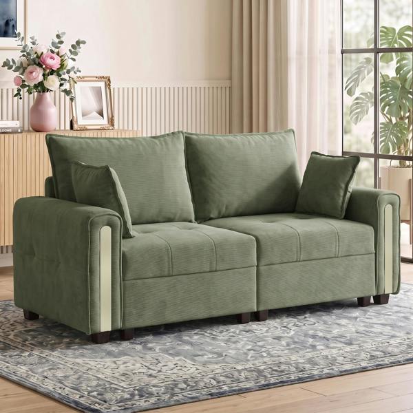 HOMCOM 2 Seater Sofa with Lift-Up Storage, 168 cm Velvet Couch, Dark Green