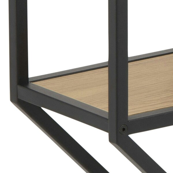Wyld Haus El Paso Black Metal and Wild Oak Veneer Octagonal Wall Shelf 4 Black Wooden Shelves