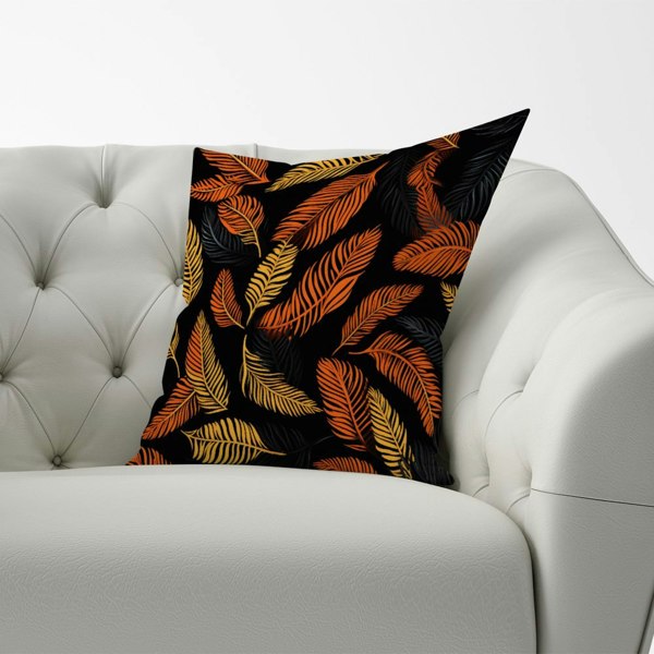 Warren Reed Orange Feather Leaves Cushions