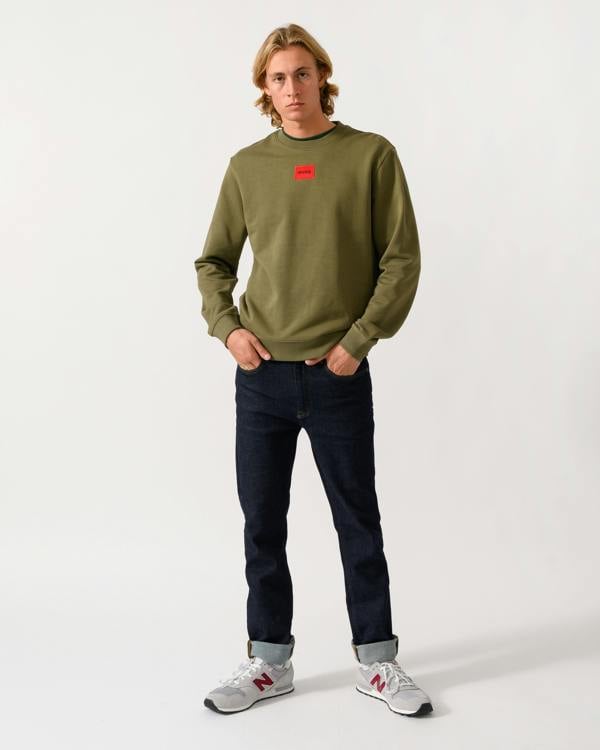 HUGO Diragol212 Label Logo Mens Sweatshirt - Open Green 389