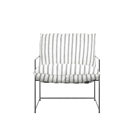 Wyld Haus Drogheda Stripe White Accent Chair Metal Frame