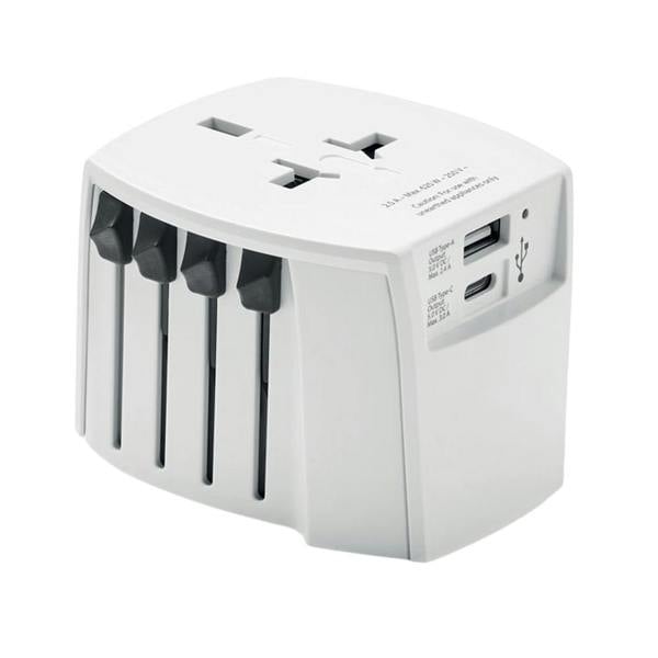 MidOcean Muv Usb A/C Travel Adapter - White - 