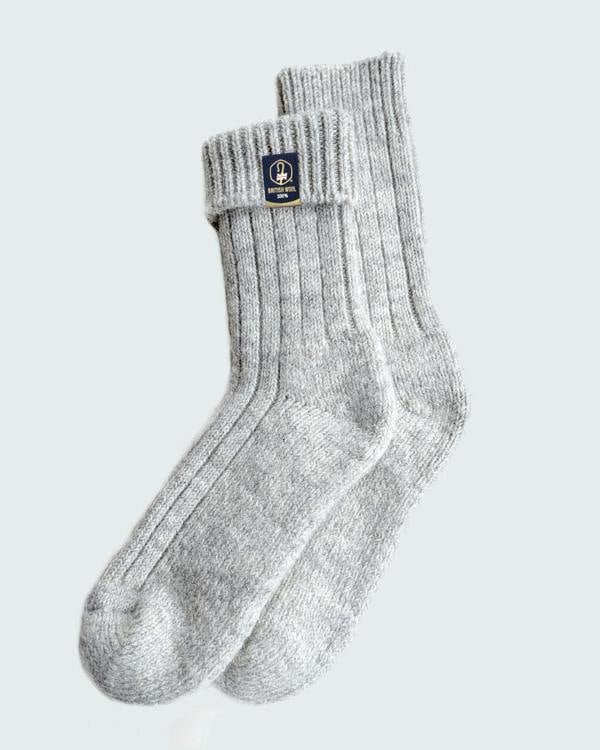 Jemsox British Wool Boot Socks – Light Grey Natural | 100% British Wool Luxury Boot Socks