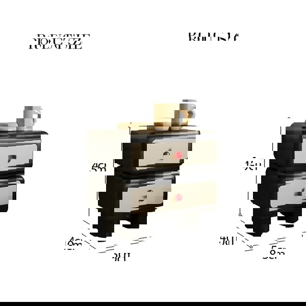 Alicia Wood Bedside Table, Cream-Rit Concept-Rit Concept