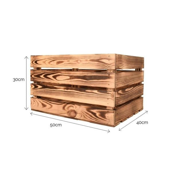 Snowdon Timber Flamed Wooden Storage Crate (L) 50cm (W) 40cm (H) 30cm