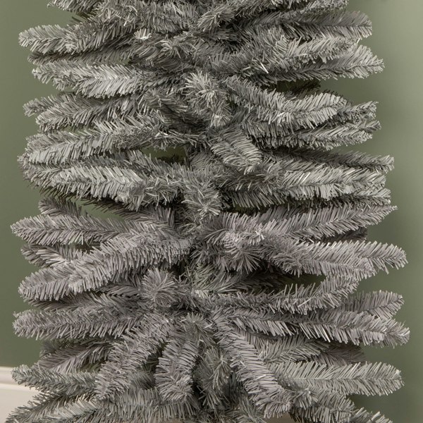 Samuel Alexander 8ft (2.4m) Grey Artificial Pencil Christmas Tree With Green Metal Stand and 460 Tips