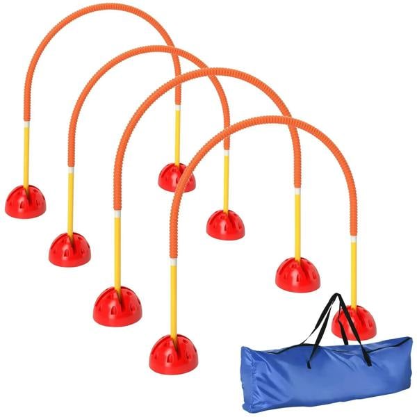 Orange dog agility training set with adjustable hurdles and carry bag