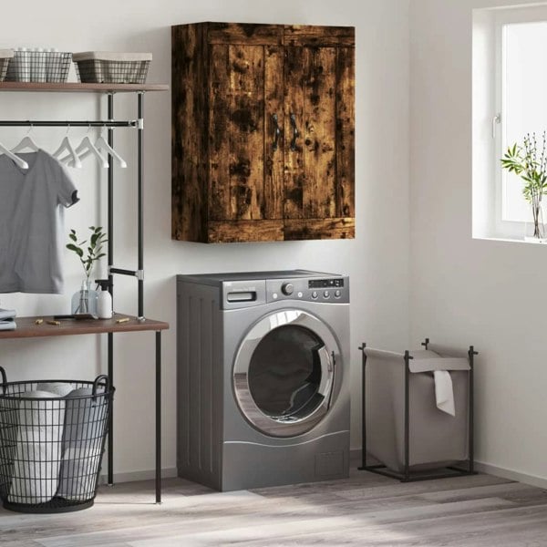 Berkfield Wall Mounted Cabinet Smoked Oak 69.5x34x90 cm Engineered Wood
