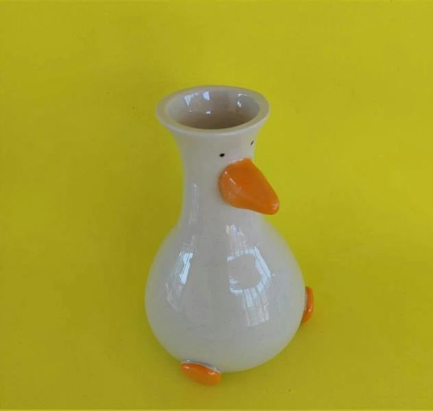 Handmade Silly Goose Ceramic Vase