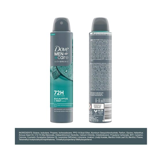 Dove Men+Care Advanced AntiPerspirant Deodorant Spray Eucalyptus + Mint, 3x200ml